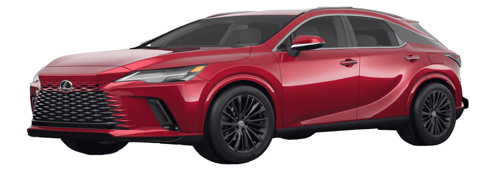 Red Lexus RX SUV in a scenic location